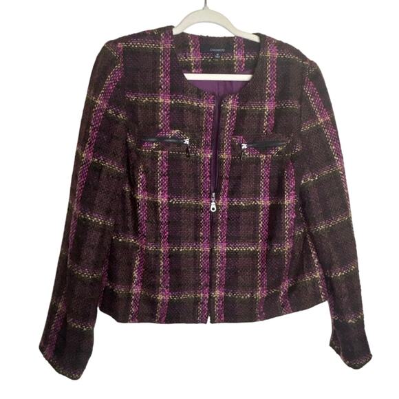 Chadwicks Jackets & Blazers - Chadwick’s Boucle Plaid Jacket with Zipper Detail Size 14